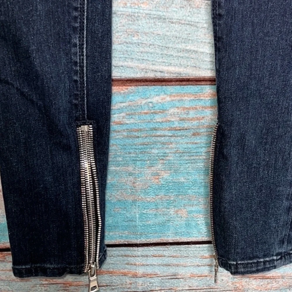 RtA Alexa Dark Wash Ankle Zip Crop Skinny Jeans 24 Edgy Streetwear Designer